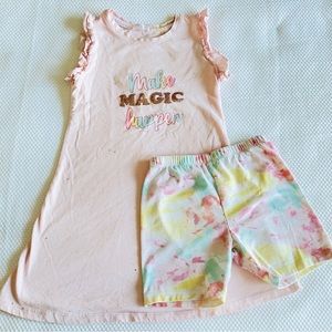 Tahari girls- Make magic happen, sleeveless dress w/tie dyed bike shorts size 6
